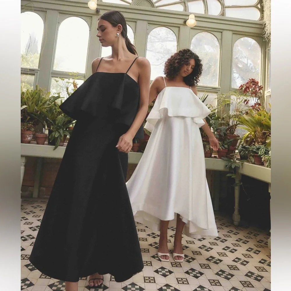 elliatt reyna black tiered ruffle draped satin maxi dress size medium NEW - Picture 9 of 14